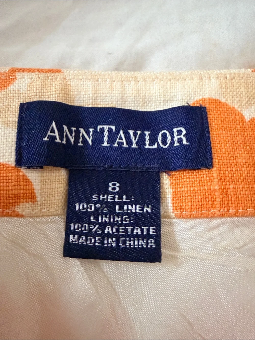 Ann Taylor 100% Linen Skirt Women’s size 8 Mid Knee Length A-line Floral
